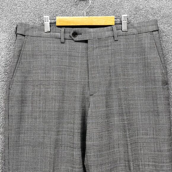 Lands‎ End Pants Womens 34 Gray Plaid Bootcut cuffed flat front pocket - Picture 3 of 16